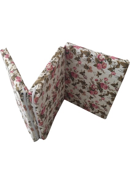Tek Kişilik Katlanır Yer Yatağı Sünger Yatak Katlanır Yatak Ingiliz Gülü 80X180 Cm-7 cm
