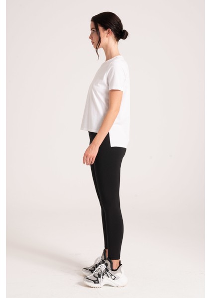 Yüksek Kalite %100 Pamuklu Kadın Tişört, Arkası Uzun Normal Fit Beyaz Tshirt