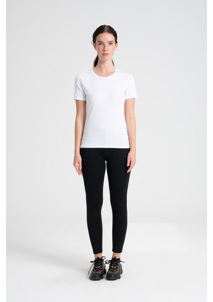 Yuvarlak Yaka Kadın Tişört ,Yüksek Kalite %95 Pamuk T-shirt, Beyaz Tshirt