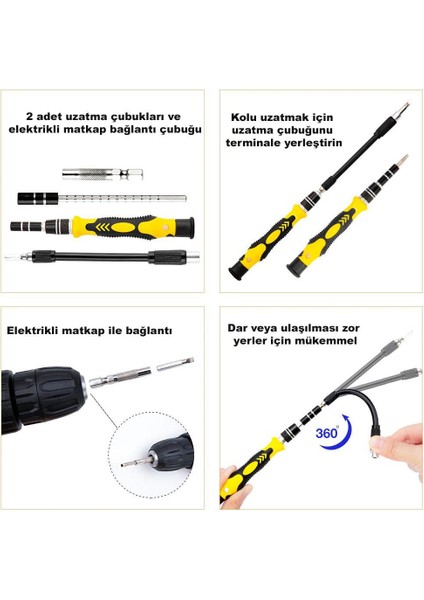 115 In 1 Hassas Sarı Çoklu Tornavida Seti El Alet Takımı