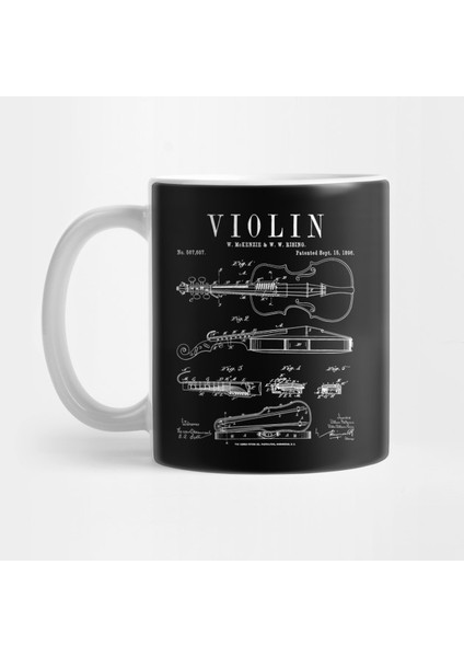 Violin Old Vintage Patent Drawing Print Kupa Bardak