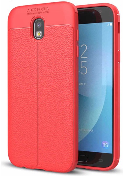- Galaxy J5 Pro - Kılıf Deri Görünümlü Auto Focus Karbon Niss Silikon Kapak