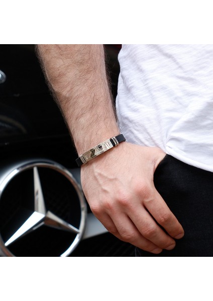 Isim Yazılabilen Kauçuk Çelik Bileklik TB9594
