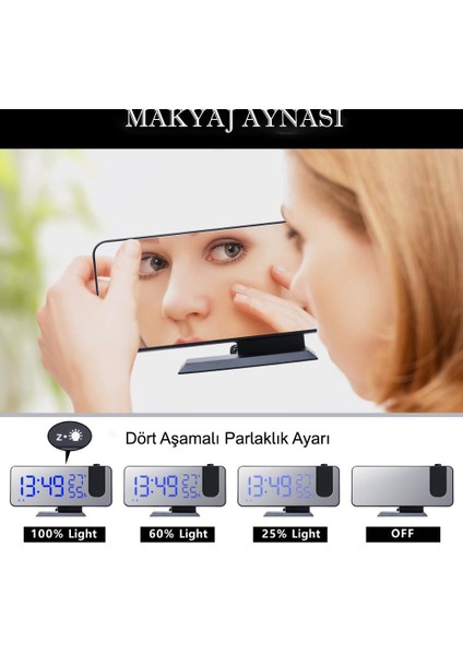 Çok Fonksiyonlu Masaüstü Saat (Fm Radio Alarm Projeksiyon Sıcaklık Alarm)
