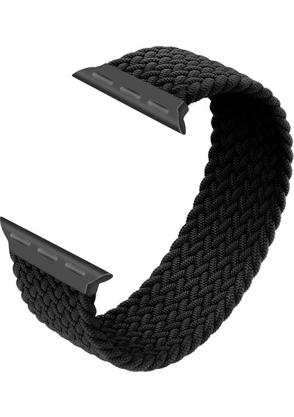 Örgü Solo Loop Kordon, Sweri 10 42mm, Seri 9/8/7/6/SE/5/4/3 Apple Watch ile Uyumlu 41mm 40mm 38mm Uyumlu Small Siyah