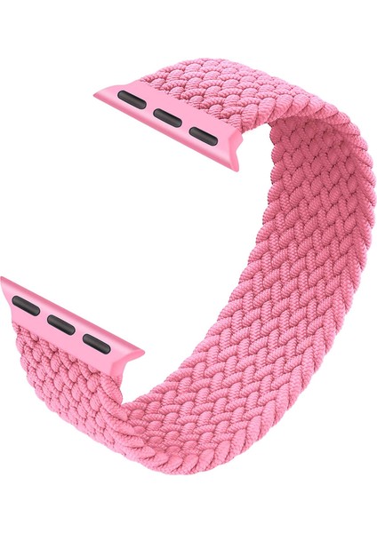 Örgü Solo Loop Kordon, Seri 10 42mm, Apple Watch ile Uyumlu 41mm 40mm 38mm Seri 9/8/7/6/SE/5/4/3 Medium Pembe