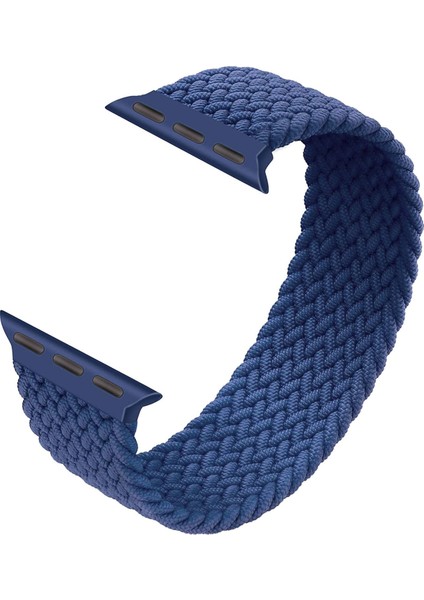 Örgü Solo Loop Kordon, Seri 10 46mm, Seri 9/8/7/6/SE/5/4/3 Apple Watch ile Uyumlu 45mm 44mm 42mm Uyumlu Medium Lacivert