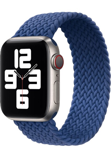 Örgü Solo Loop Kordon, Seri 10 46mm, Seri 9/8/7/6/SE/5/4/3 Apple Watch ile Uyumlu 45mm 44mm 42mm Uyumlu Medium Lacivert