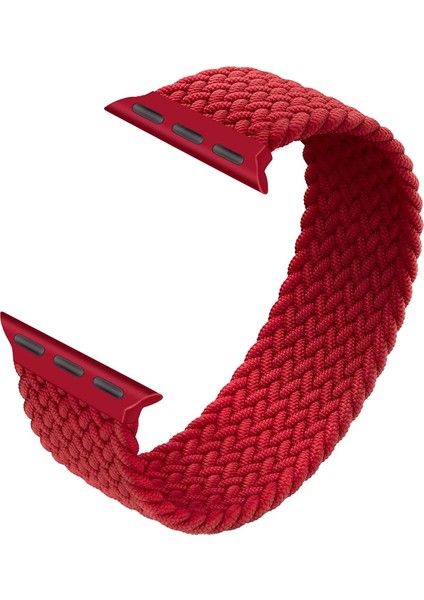 Örgü Solo Loop Kordon, Seri 10 46mm, Apple Watch ile Uyumlu Seri 9/8/7/6/SE/5/4/3 - 45mm 44mm 42mm Uyumlu Large Kırmızı