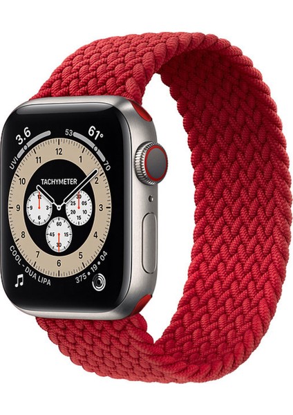 Örgü Solo Loop Kordon, Seri 10 46mm, Apple Watch ile Uyumlu Seri 9/8/7/6/SE/5/4/3 - 45mm 44mm 42mm Uyumlu Large Kırmızı