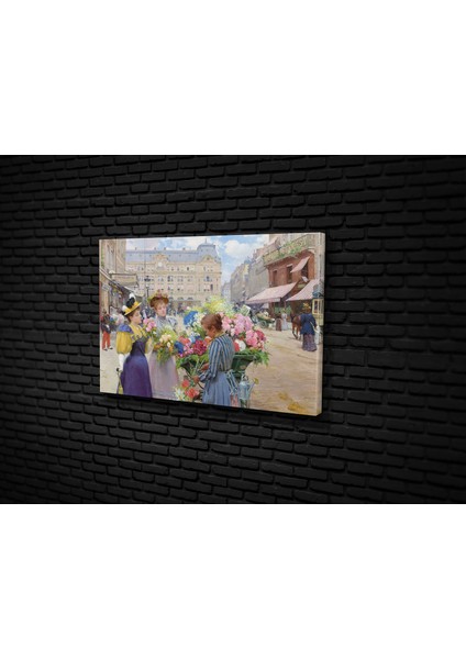 Louis Marie De Schryver Marchand-De Fleurs La Rue Du Havre Paris Kanvas Tablo modelleri