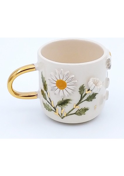 24 Ayar Altın Işlemeli, Papatya Figürlü, Duble Türk Kahvesi Fincanı fiyatları