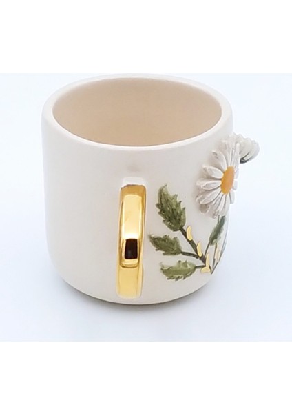 24 Ayar Altın Işlemeli, Papatya Figürlü, Duble Türk Kahvesi Fincanı fırsatları