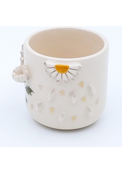 24 Ayar Altın Işlemeli, Papatya Figürlü, Duble Türk Kahvesi Fincanı indirimleri