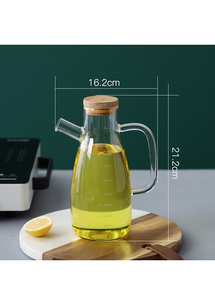 Bambu Kapaklı Vakumlu Borosilikat Cam Yağdanlık 900ML