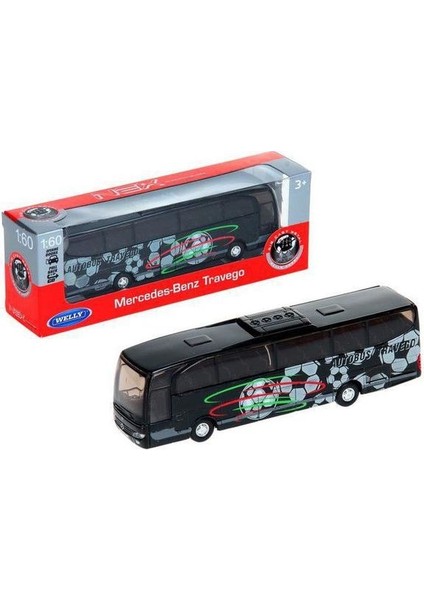 1:60 Ölçek Welly Mercedes Benz Travego Die-Cast Metal Otobüs Siyah