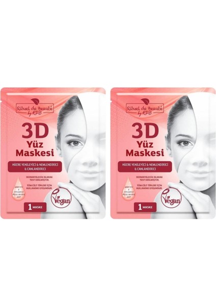 Rituel de Beaute Rituel De Beauté 3D Yüz Maskesi &nemlendirici& Canlandırıcı Tüm Cilt Tipleri 2'li