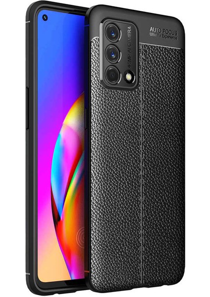 Case 4U Oppo A74 4G Kılıf Rugan Armor Deri Görünümlü Yüksek Kalite Silikon Niss Siyah