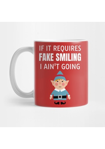 Fake Smiling Angry Christmas Elf Kupa Bardak