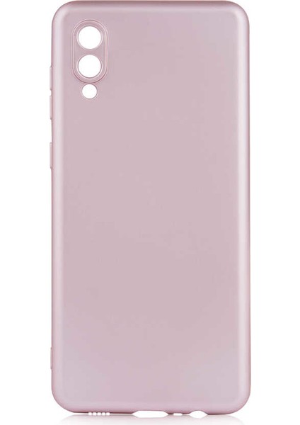 Samsung Galaxy A02 Kılıf Mat Premium Silikon Kılıf Rose + Cam Ekran Koruyucu