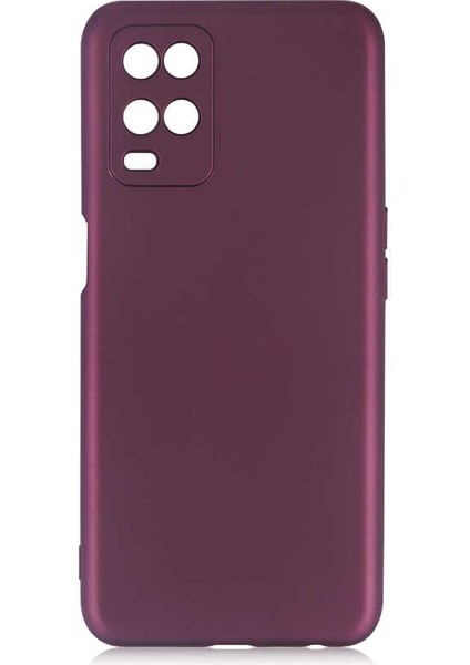 Oppo A54 4g Kılıf Mat Premium Silikon Kılıf Mürdüm + Cam Ekran Koruyucu