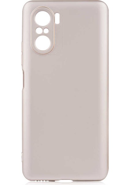 Xiaomi Poco F3 Kılıf Mat Premium Silikon Kılıf Gold + Nano Ekran Koruyucu
