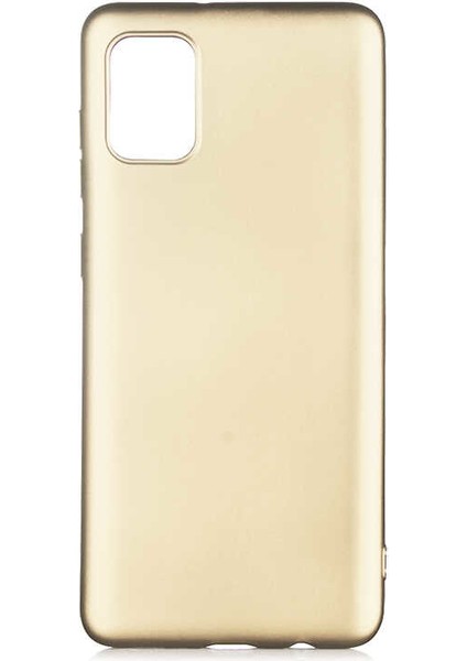 Samsung Galaxy A02S Kılıf Mat Premium Silikon Kılıf Gold + Tam Kaplayan 5d Cam Ekran Koruyucu