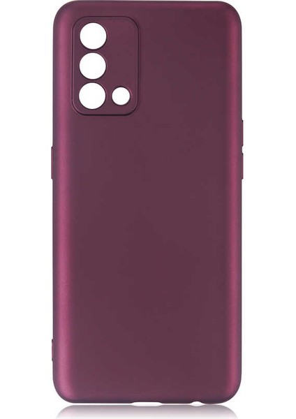 Oppo A74 4g Kılıf Mat Premium Silikon Kılıf Mürdüm + Nano Ekran Koruyucu