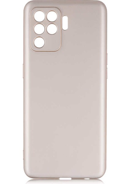 Oppo Reno 5 Lite Kılıf Mat Premium Silikon Kılıf Gold + Tam Kaplayan 6d Nano Ekran Koruyucu