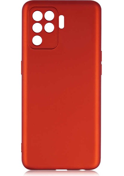 Oppo Reno 5 Lite Kılıf Mat Premium Silikon Kılıf Kırmızı + Tam Kaplayan 6d Nano Ekran Koruyucu