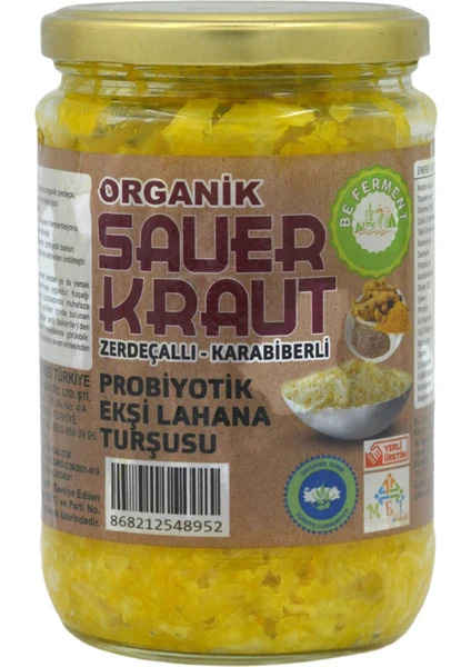 Organik Zerdeçallı Karabiberli Saurkraut Ekşi Lahana Turşusu 660 gr