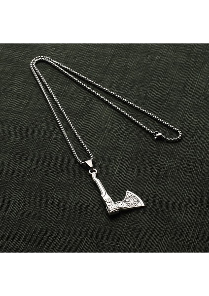 Viking Balta Tasarım Vegvisir & Valknut Figürlü Çelik Kolye fiyatları