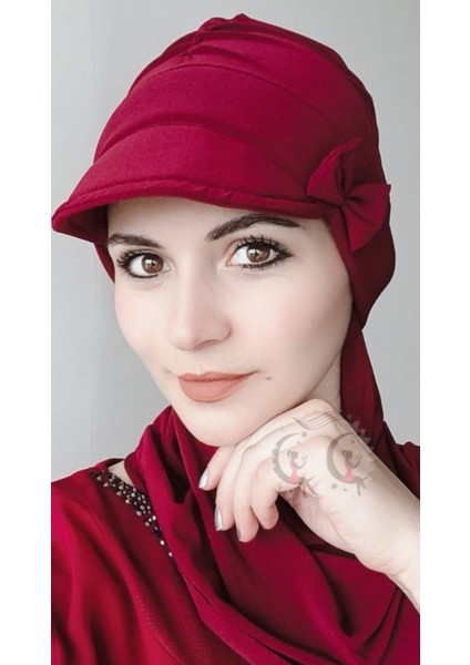 Kadın Fiyonk Detay Şapka Bone Bordo