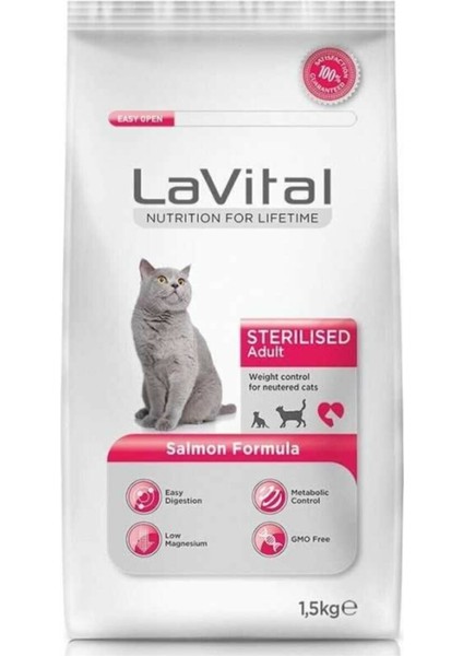 La Vital,sterılısed (Kısırlaştırılmış) Adult, Somon Balıklı, 1.5 Kg,kuru Kedi Maması