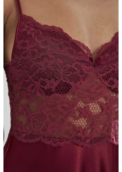 627 Bordo Saten Gecelik modelleri