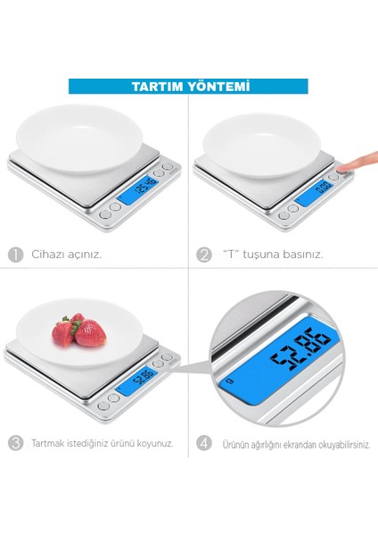 Tme Dijital Hassas Terazi Tartı 500GR/0,1GR I-2000 modelleri