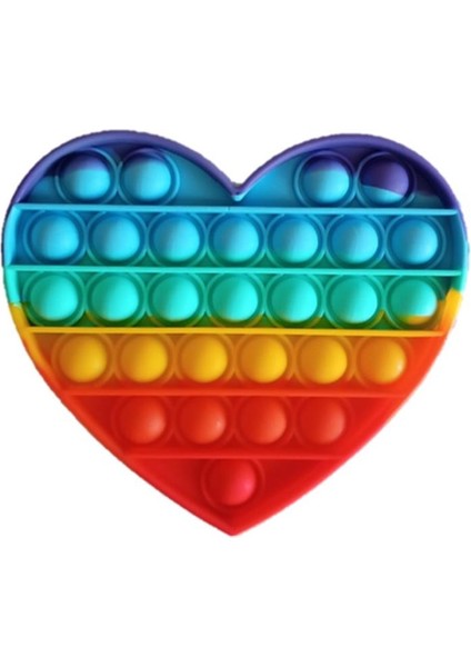 Pop It Duyusal Zihinsel Oyuncak ( Rainbow Renk, Kalp )