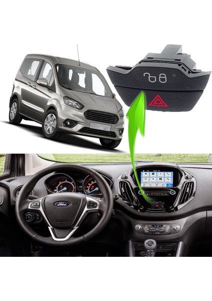 Ford Courier Dörtlü Sinyal Flaşör Düğmesi Merkezi Kilit Anahtarı 2014-2021