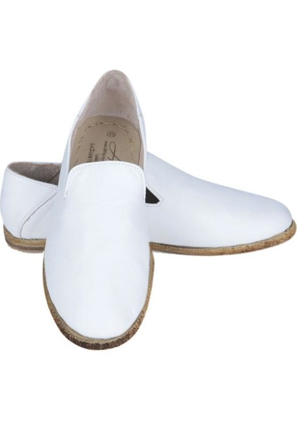 Deri Beyaz Erkek Topuklu Gaziantep Yemeni Ayakkabı