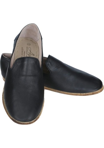 Deri Siyah Erkek Topuklu Gaziantep Yemeni Ayakkabı