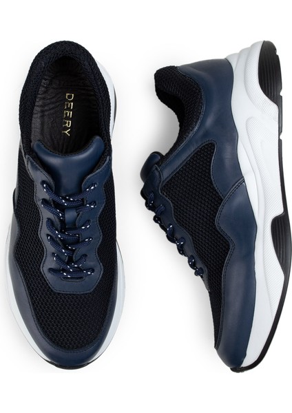 Hakiki Deri Lacivert Sneaker Erkek Ayakkabı