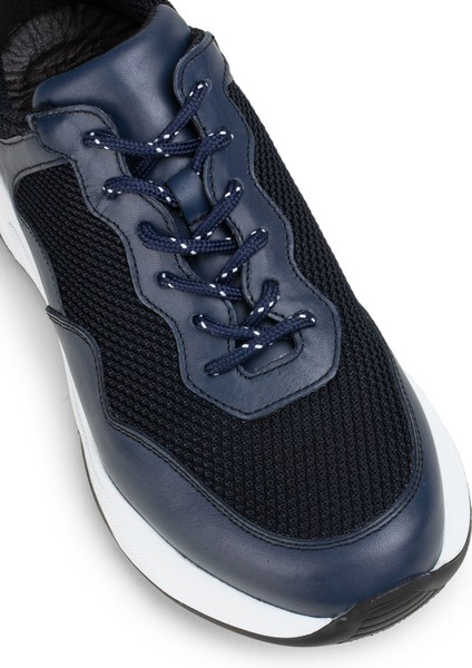 Hakiki Deri Lacivert Sneaker Erkek Ayakkabı