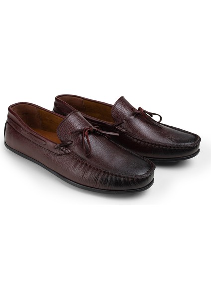 Hakiki Deri Bordo Erkek Loafer