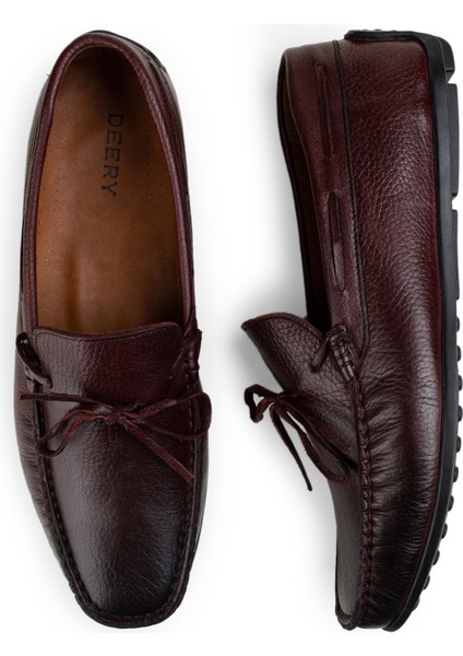 Hakiki Deri Bordo Erkek Loafer fırsatları