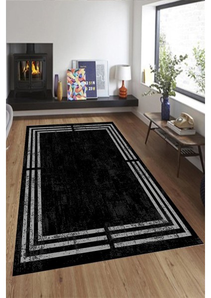 Mavi Gri Kanvas Desenli Oval Halı CP595