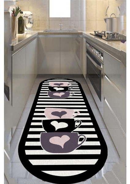 Minimalist Çiçek Desenli Halı (Makinada Yıkanabilir Kaymaz DotTaban) - CP550