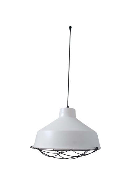 Rys Retro Metal Beyaz Içi Beyaz Kafesli Dekoratif Tekli Sarkıt Avize Çap:30 cm