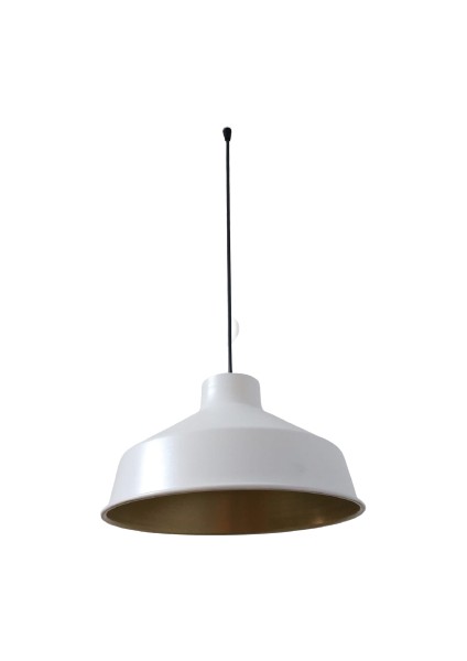 Rys Retro Metal Beyaz Içi Gold Dekoratif Kafe Mutfak Tekli Sarkıt Avize Çap:30 cm