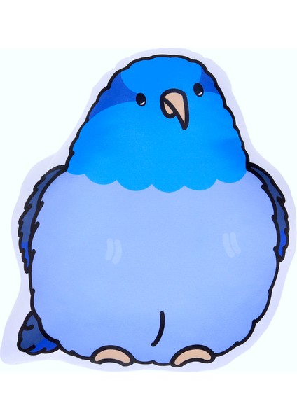 Forpus Papağanı 3 Boyutlu Yastık Lacivert Kuşlu