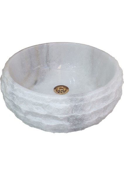 Kristal Beyaz Mermer Dışı Yatay Patlatma Bombeli Lavabo
